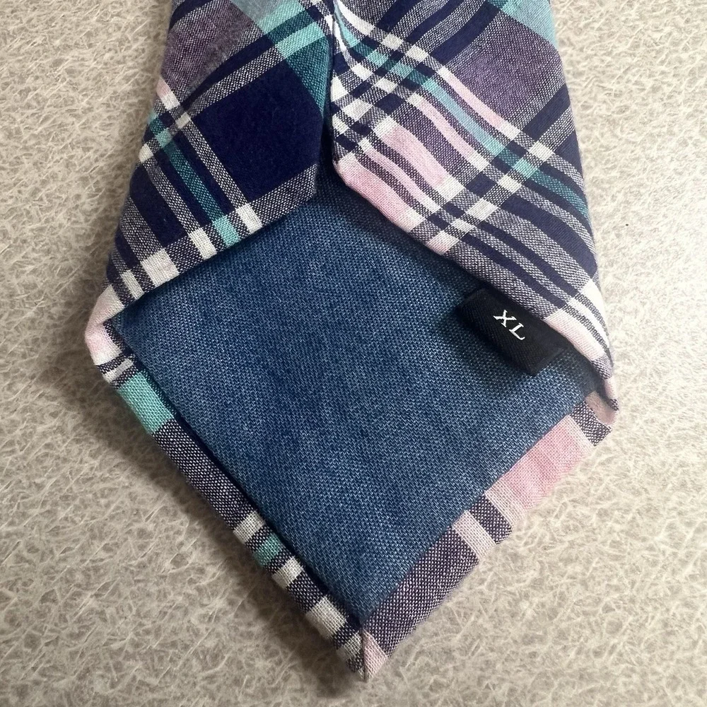 Saddlebred‎ 100% Cotton Neck Tie xlong Pink And Blue Plaid Easter